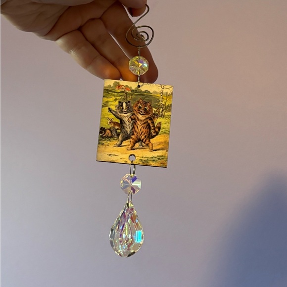 Louis wain tabby cat Christmas ornament, Louis wain tabby cat Suncatcher decor - Picture 8 of 9